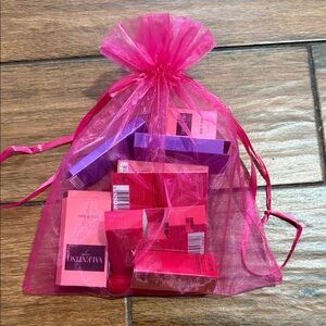Valentino Lipstick & Mini perfume Set in Hot Pink Organza Pouch